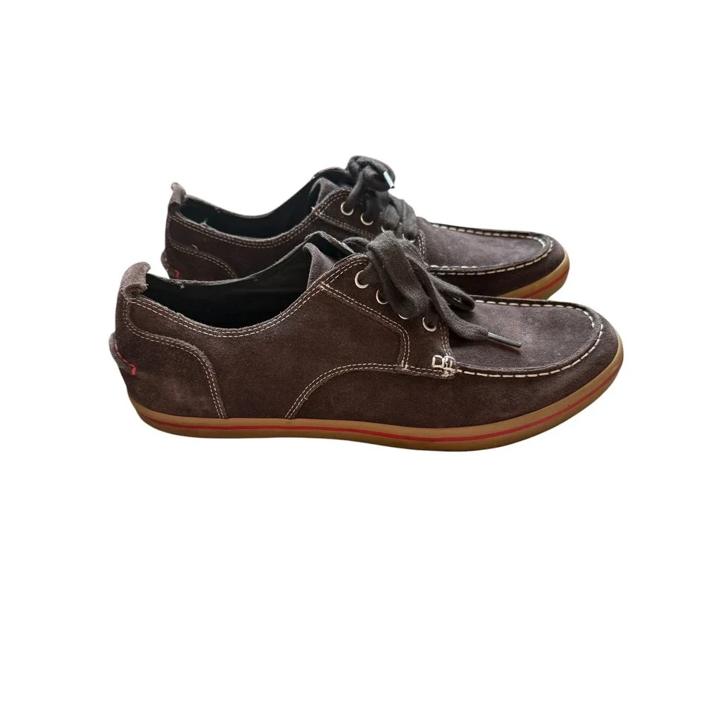 Cole Haan Nike Air Boat Shoes Mens 11 Brown Suede Moc Toe Lace Up Loafers